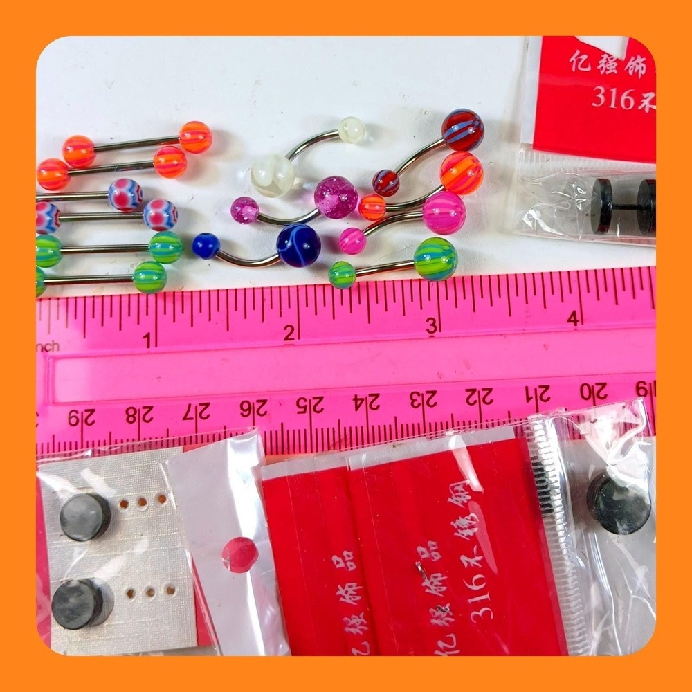 15pc Body Jewelry Lot 316L Stainless Steel Barbells Curved Navel Tongue Rings